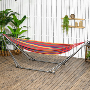Support de Hamac Pliable, Cadre de Hamac Portable 2-en-1 Réglable avec Sac de Transport et Structure en Acier, pour Intérieur, Extérieur, Camping, Noir
