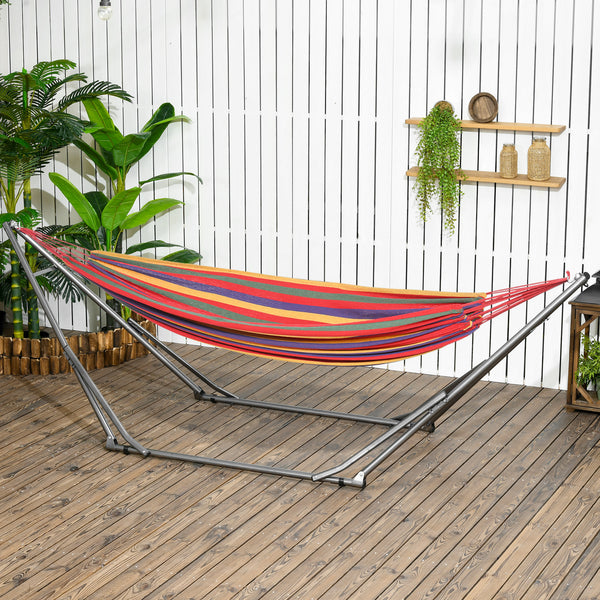 Support de Hamac Pliable, Cadre de Hamac Portable 2-en-1 Réglable avec Sac de Transport et Structure en Acier, pour Intérieur, Extérieur, Camping, Noir