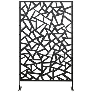 Panneau brise-vue jardin balcon décoratif extérieur à motif géométrique ajouré en acier 122 x 45 x 198 cm noir