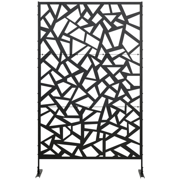 Panneau brise-vue jardin balcon décoratif extérieur à motif géométrique ajouré en acier 122 x 45 x 198 cm noir