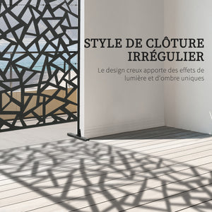 Panneau brise-vue jardin balcon décoratif extérieur à motif géométrique ajouré en acier 122 x 45 x 198 cm noir