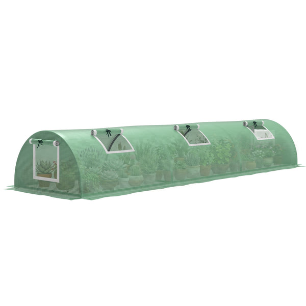 Mini Serre de Jardin mini serre tunnel à tomates 300 x 80 x 45 cm Acier PE Haute densité 140 g/m² Anti-UV 5 portes en filet enroulables vert