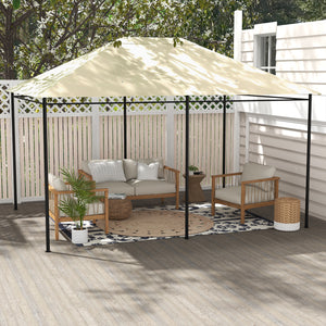 Toile de remplacement pour pavillon tonnelle tente toit de rechange gazebo de jardin tissu polyester haute densité 180 g/m² anti-UV 3 x 4 m crème