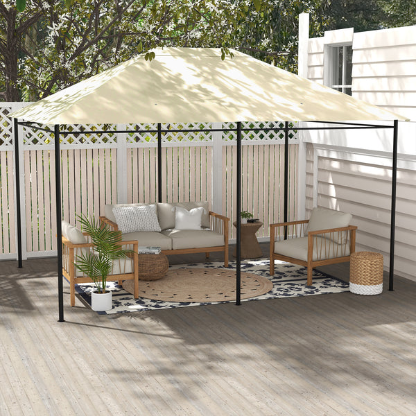 Toile de remplacement pour pavillon tonnelle tente toit de rechange gazebo de jardin tissu polyester haute densité 180 g/m² anti-UV 3 x 4 m crème