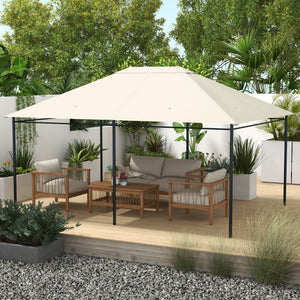 Toile de remplacement pour pavillon tonnelle tente toit de rechange gazebo de jardin tissu polyester haute densité 180 g/m² anti-UV 3 x 4 m crème