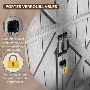 Armoire de Jardin abri Jardin Remise pour Outils sur Pied 90L x 54,5l x 161/168,5H cm 2 étagères Toit bitumé étanche Bois pin Autoclave, gris