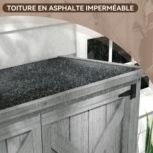 Armoire de Jardin abri Jardin Remise pour Outils sur Pied 90L x 54,5l x 161/168,5H cm 2 étagères Toit bitumé étanche Bois pin Autoclave, gris