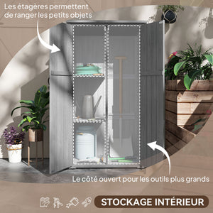 Armoire de Jardin abri Jardin Remise pour Outils sur Pied 90L x 54,5l x 161/168,5H cm 2 étagères Toit bitumé étanche Bois pin Autoclave, gris