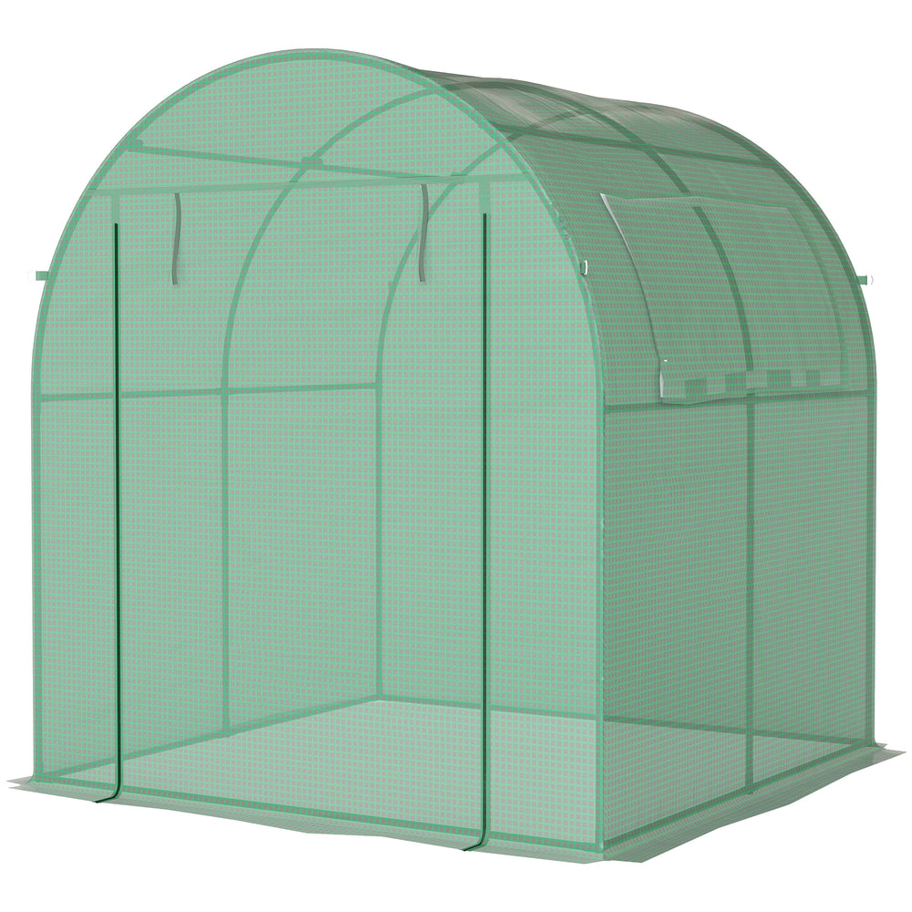 Serre Tunnel de Jardin 3,24m², Serre de Jardin Tunnel 180x180x200cm avec Cadre en Acier, Porte et Fenêtre Enroulables, pour Extérieur, Toutes Saisons, Légumes, Fruits, Fleurs, Bâche PE, Verte