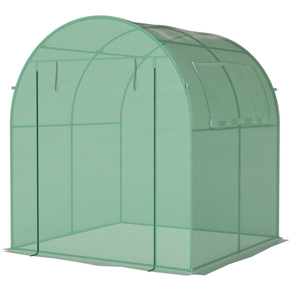Serre Tunnel de Jardin 3,24m², Serre de Jardin Tunnel 180x180x200cm avec Cadre en Acier, Porte et Fenêtre Enroulables, pour Extérieur, Toutes Saisons, Légumes, Fruits, Fleurs, Bâche PE, Verte