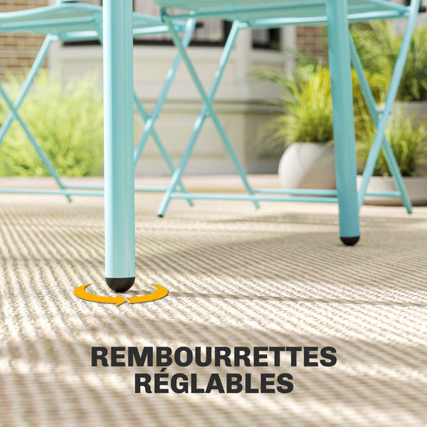 Ensemble de Salle à Manger Extérieur 5 Pièces, pour 4 Personnes, Plateau à Lattes, Chaises Pliantes, Cadre Antirouille, Vert Clair