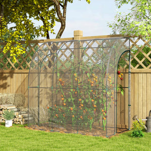 Serre de jardin adossée, serre de balcon, bâche renforcée PVC, châssis en acier, 2 portes zippées enroulables, pour légumes plantes fleurs, intérieur et extérieur, 214x118x212cm, transparent