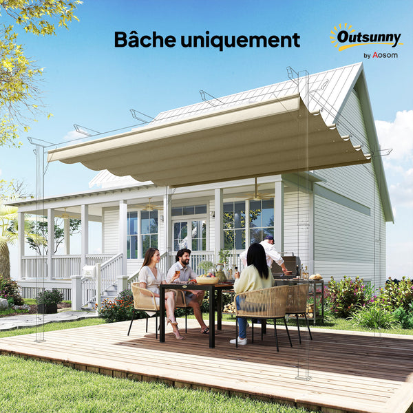 Toile de toit pour pergola tonnelle rétractable de 4 x 3 m - toile uniquement 350 x 260 cm beige