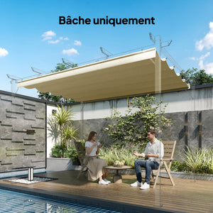Toile de toit pour pergola tonnelle rétractable de 4 x 3 m - toile uniquement 350 x 260 cm beige
