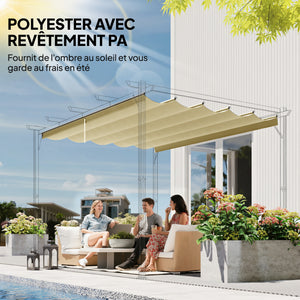 Toile de toit pour pergola tonnelle rétractable de 4 x 3 m - toile uniquement 350 x 260 cm beige