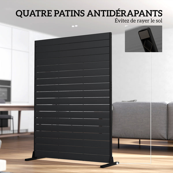 Écran de Confidentialité Extérieur, Panneau Décoratif HDPE avec Support et 6 Panneaux, 120 x 174 cm, Autoportant pour Extérieur, Balcon, Bureau, Noir
