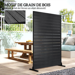 Écran de Confidentialité Extérieur, Panneau Décoratif HDPE avec Support et 6 Panneaux, 120 x 174 cm, Autoportant pour Extérieur, Balcon, Bureau, Noir