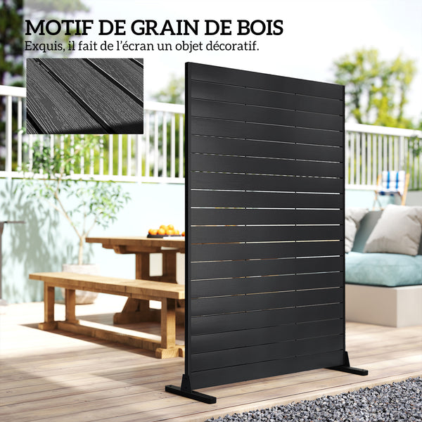 Écran de Confidentialité Extérieur, Panneau Décoratif HDPE avec Support et 6 Panneaux, 120 x 174 cm, Autoportant pour Extérieur, Balcon, Bureau, Noir