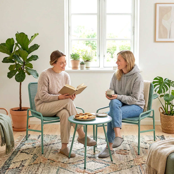 Salon de Jardin Extérieur 3 Pièces en Résine Tressée, Table de Jardin Ronde avec 2 Chaises, Pieds Ajustables, Cadre en Acier Galvanisé, Mobilier de Jardin pour Balcon Terrasse Patio, Vert