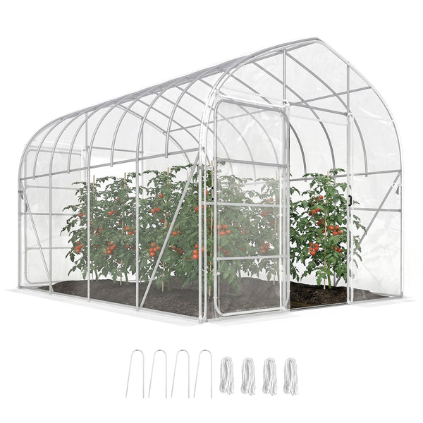 Serre Tunnel de Jardin 12m² Transparent Film PO Anti-goutte Acier Galvanisé 25mm - Structure Renforcée 2 Portes Battantes Robuste - Serre pour Tomates 2,7m Culture d'Hiver Potager