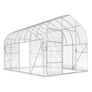 Serre Tunnel de Jardin 12m² Transparent Film PO Anti-goutte Acier Galvanisé 25mm - Structure Renforcée 2 Portes Battantes Robuste - Serre pour Tomates 2,7m Culture d'Hiver Potager