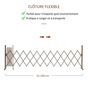 Barrière Extensible rétractable barrière de sécurité 300L x 31l x 104H cm alu métal Chocolat