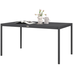 Table de jardin rectangulaire pour 6 personnes plateau en aluminium table de salle à manger extérieur plateau à lattes dim. 145L x 90l x 74H cm gris