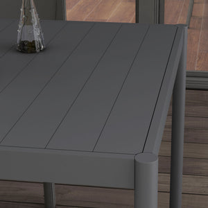 Table de jardin rectangulaire pour 6 personnes plateau en aluminium table de salle à manger extérieur plateau à lattes dim. 145L x 90l x 74H cm gris