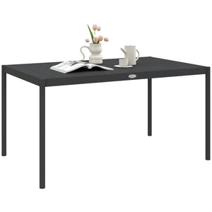Table de jardin rectangulaire pour 6 personnes plateau en aluminium table de salle à manger extérieur plateau à lattes dim. 145L x 90l x 74H cm gris