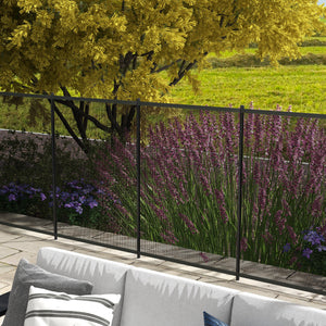 Clôture barrière de sécurité pour piscine filet - lot de 4 panneaux brise vue jardin - Dim. 365L x 126H cm - noir
