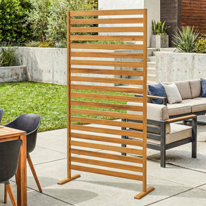 Brise-vue Bois à Lamelles - Claustra Paravent Extérieur Autoportant pour Jardin Terrasse - Panneau Occultant 170cm avec Treillis pour Plante Grimpante, Séparateur d'espace Naturel, Marron