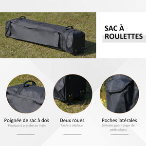 Tonnelle de jardin extérieur tonnelle pliante 3,6x3,6m avec double toit acier polyester moustiquaires + sac de transport à roulettes gris