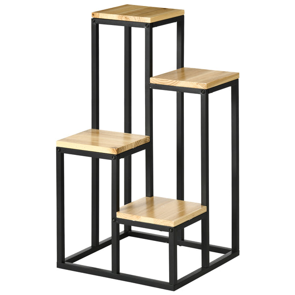 Support pour Plantes Étagère à Fleurs 4 Étagères Différentes Hauteurs Structure Acier - 34 x 34 x 66 cm