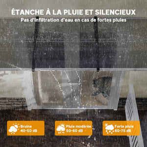 Auvent de porte marquise en polycarbonate auvent de porte d'entrée bord en aluminium résistante toit abri contre la pluie, la neige et UV 303 x 96 x 27 cm transparent