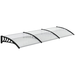 Auvent de porte marquise en polycarbonate auvent de porte d'entrée bord en aluminium résistante toit abri contre la pluie, la neige et UV 303 x 96 x 27 cm transparent