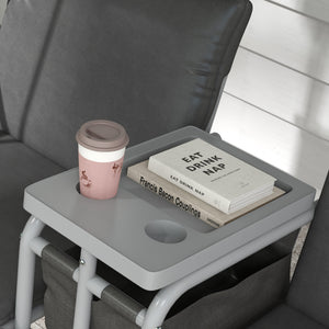 Balancelle de jardin 2 places avec auvent inclinable tablette centrale 2 porte-gobelets pour terrasse 175L x 112l x 158H cm balcon gris