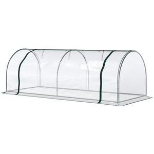 Serre de Jardin Tunnel mini serre tunnel serre à tomates 2,5L x 1l x 0,8H m Grande Porte zippée bâche Plastique Transparent métal époxy Vert