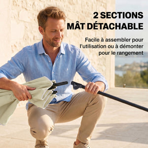Parasol de jardin Parasol droit rectangulaire inclinable alu métal polyester haute densité 2 x 1,3 m beige clair