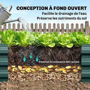 Carré Potager en Métal Modulable - Potager Surélevé 241x90,5x30cm en Acier Galvanisé - Jardinière Extérieur Anti-Rouille pour Légumes et Fleurs, Vert Foncé