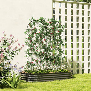 Support pour plantes grimpantes avec motif irrégulier, lot de 2, treillis de jardin, pour légumes, vignes, fleurs, en métal, 50 x 150 cm, noir