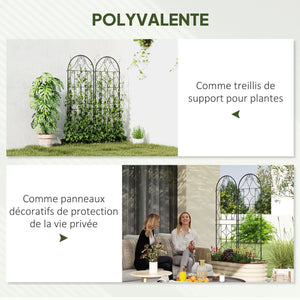 Support pour plantes grimpantes avec motif irrégulier, lot de 2, treillis de jardin, pour légumes, vignes, fleurs, en métal, 50 x 150 cm, noir