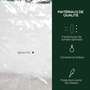 Serre de jardin avec étagères 3 niveaux, serre de balcon, bâche renforcée PVC, châssis en acier, porte zippée enroulable, pour légumes plantes fleurs, 69 x 49 x 125 cm, transparent