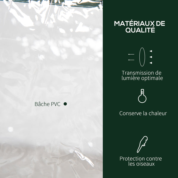 Serre de jardin avec étagères 3 niveaux, serre de balcon, bâche renforcée PVC, châssis en acier, porte zippée enroulable, pour légumes plantes fleurs, 69 x 49 x 125 cm, transparent