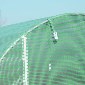 Serre de Jardin Tunnel Surface Sol 8 m² 4L x 2l x 2,05H m châssis Tubulaire renforcé Porte zippée 6 fenêtres enroulables Vert