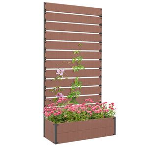 Jardinière avec treillis, lit surélevé de jardin, jardinière extérieure pour plantes grimpantes, bac à fleurs rectangulaire pot de plantes pour balcon terrasse patio, 90,5x38x180 cm, marron