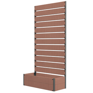 Jardinière avec treillis, lit surélevé de jardin, jardinière extérieure pour plantes grimpantes, bac à fleurs rectangulaire pot de plantes pour balcon terrasse patio, 90,5x38x180 cm, marron