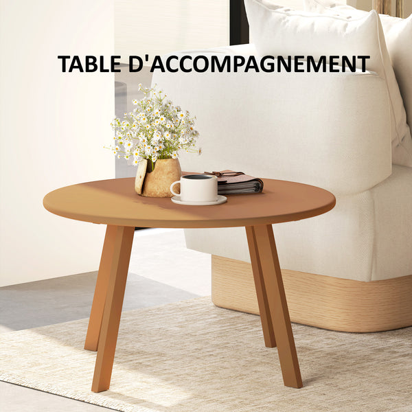 Petite table basse ronde, table d'appoint avec patins antidérapants, cadre en métal, pour jardin, balcon, terrasse, salon, Ø 70 x 42 cm, orange