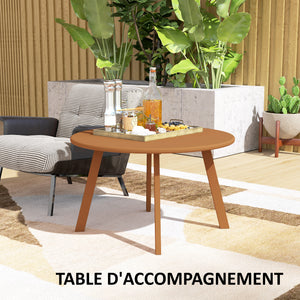 Petite table basse ronde, table d'appoint avec patins antidérapants, cadre en métal, pour jardin, balcon, terrasse, salon, Ø 70 x 42 cm, orange