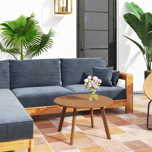 Petite table basse ronde, table d'appoint avec patins antidérapants, cadre en métal, pour jardin, balcon, terrasse, salon, Ø 70 x 42 cm, orange