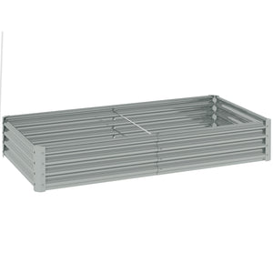 Carré potager rectangulaire, lit de jardin surélevé en acier galvanisé, fond ouvert, jardinière avec bord anti-coupure barres de soutien, 180 x 90 x 30 cm, gris argenté